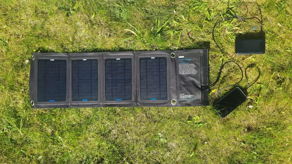 Anker Solar Panel charging power banks on grass
